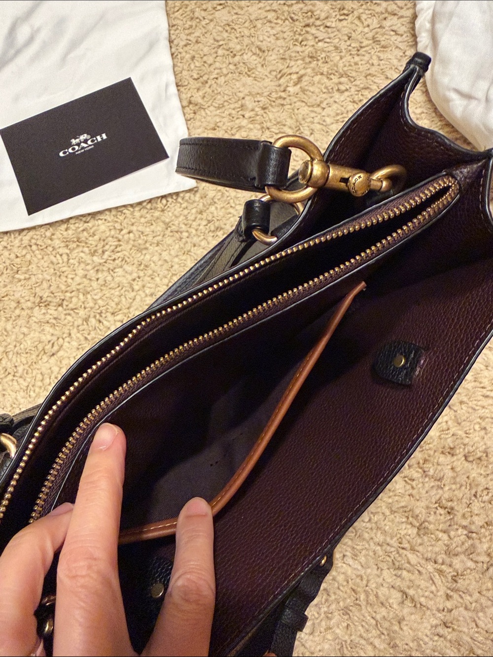 COACH Tyler Carryall Black Pebbled Leather Tote with Crossbody Strap - Picture 8 of 9
